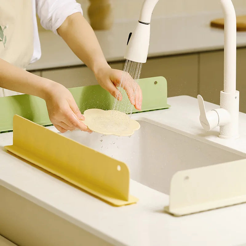Silicone Sink Splash Guard | Flexible Faucet Splash Protector with Strong Suction Cups for Kitchen & Bathroom