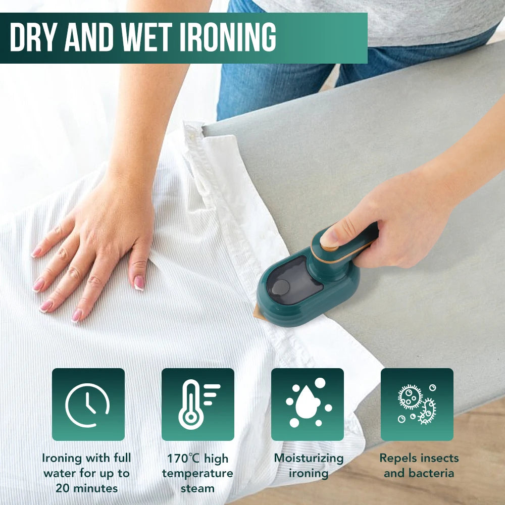 Portable Handheld Garment Steamer & Mini Steam Iron | Electric Travel Clothes Steamer for Quick Wrinkle Removal at Home & Travel