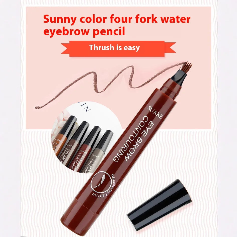 4D Waterproof Eyebrow Pen | Natural Hair-Like Strokes, Sweat-Proof & Long-Lasting Microblading Effect Makeup Pencil