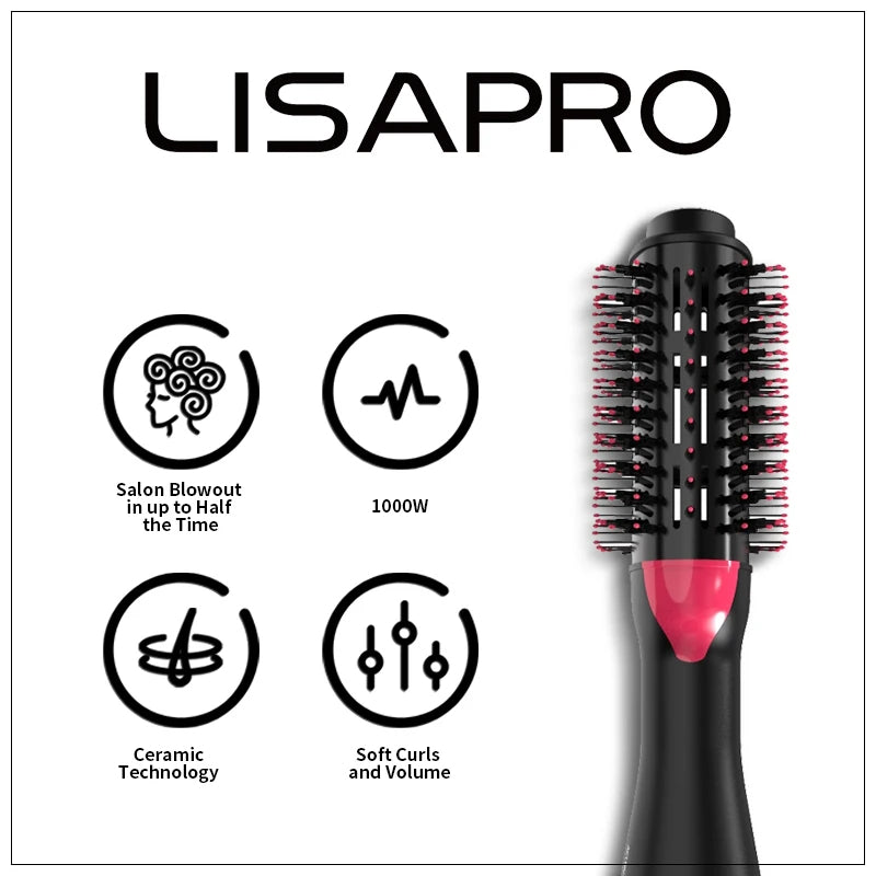 3-in-1 Hot Air Brush Hair Dryer & Styler | One-Step Volumizing Blow Dryer Brush, Hair Straightener & Curler for Women