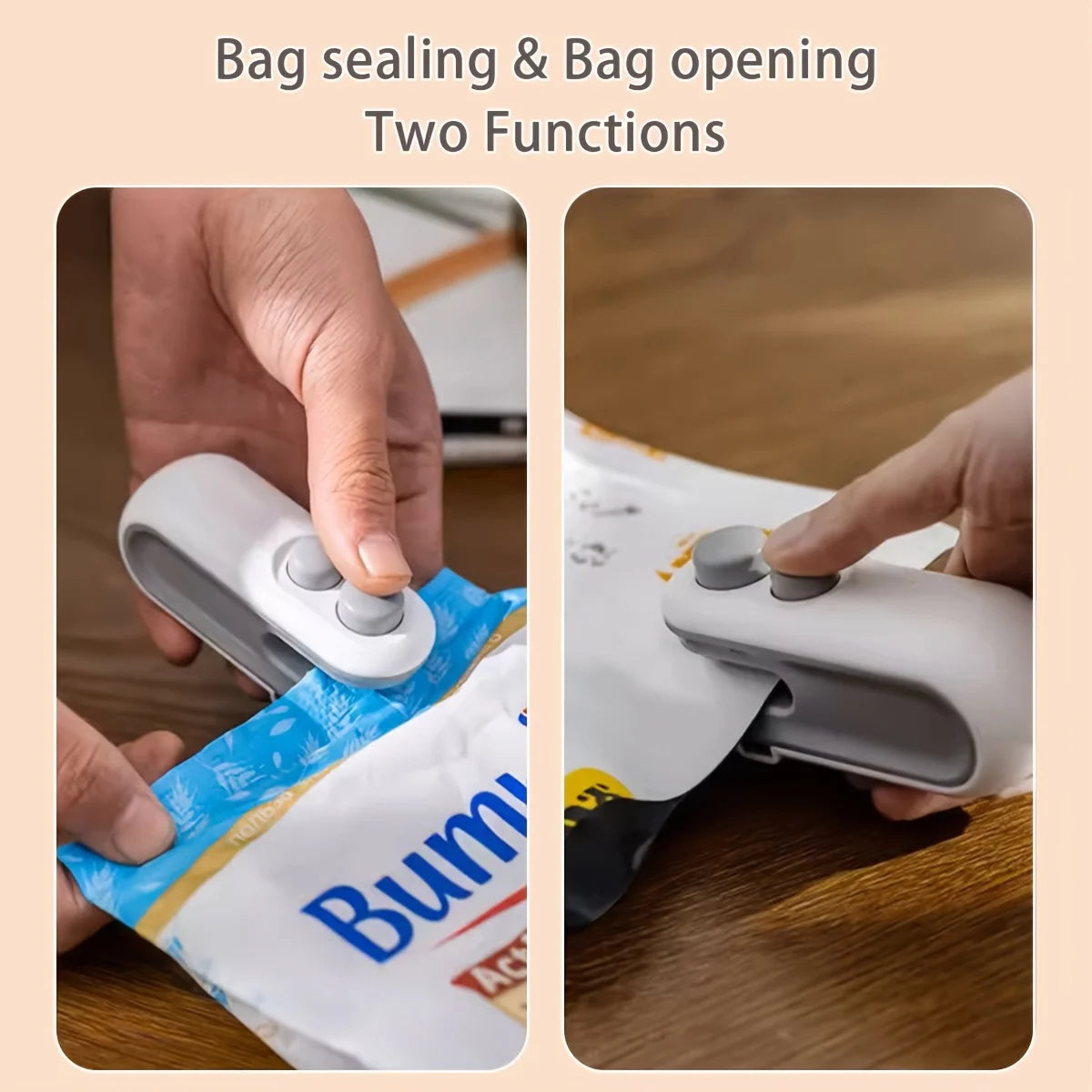 2-in-1 Mini Heat Sealing Machine | USB Rechargeable Handheld Food Bag Sealer & Cutter for Snacks, Chips & Fresh Storage.