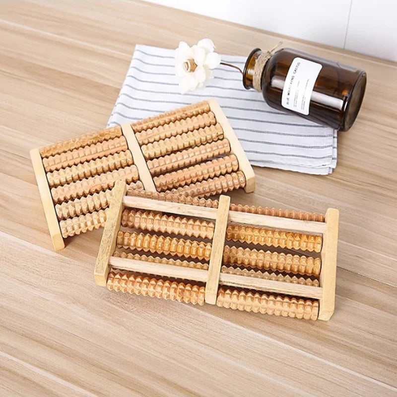 Premium Wooden Foot Roller Massager | Reflexology Foot Massage Tool for Pain Relief & Better Blood Circulation