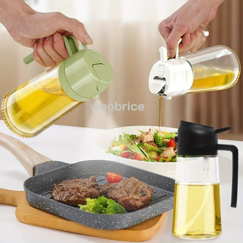 500ml Glass Oil Spray Bottle | Reusable Kitchen Oil Mister with Fine Mist Nozzle for Cooking, Baking, BBQ & Salad Dressing