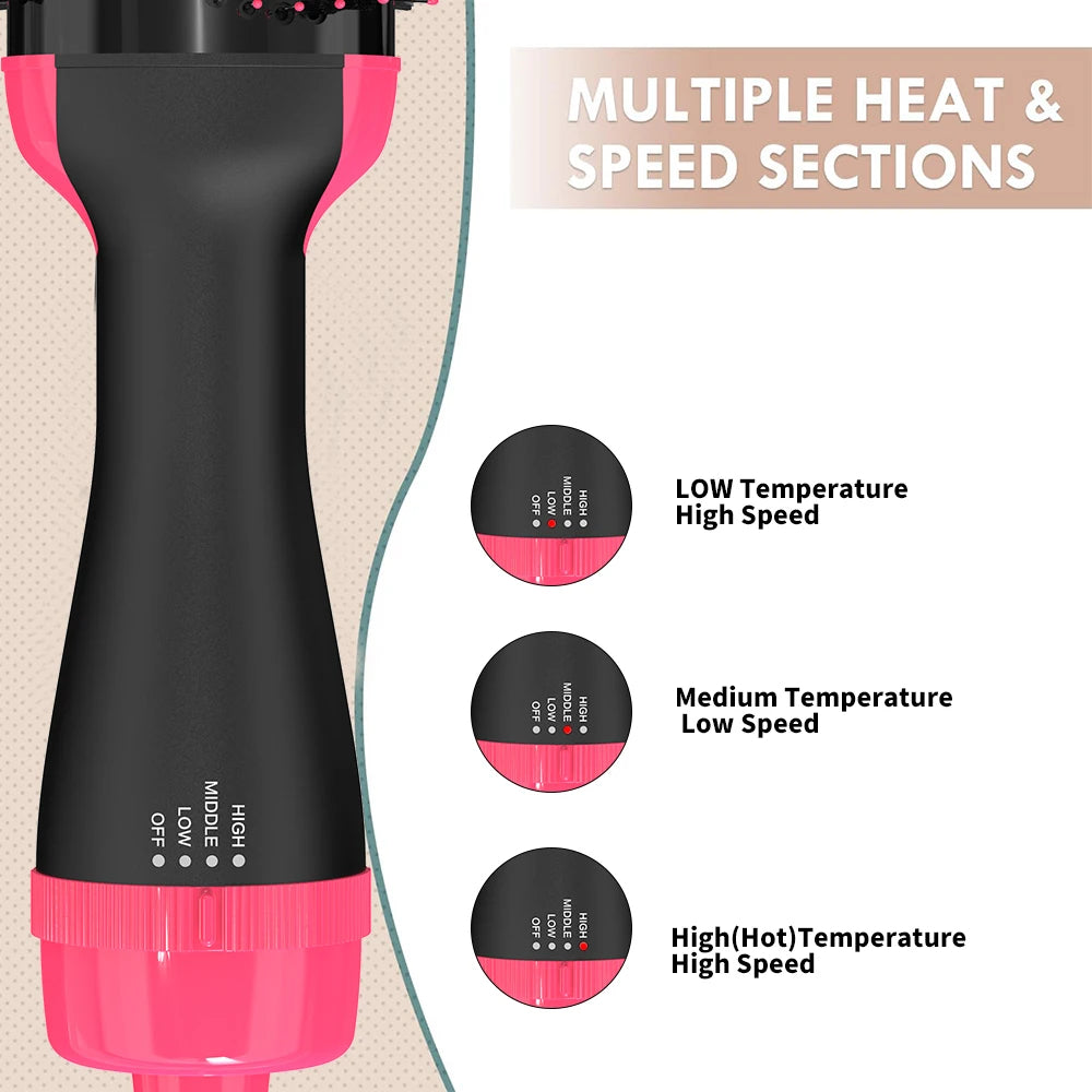 3-in-1 Hot Air Brush Hair Dryer & Styler | One-Step Volumizing Blow Dryer Brush, Hair Straightener & Curler for Women
