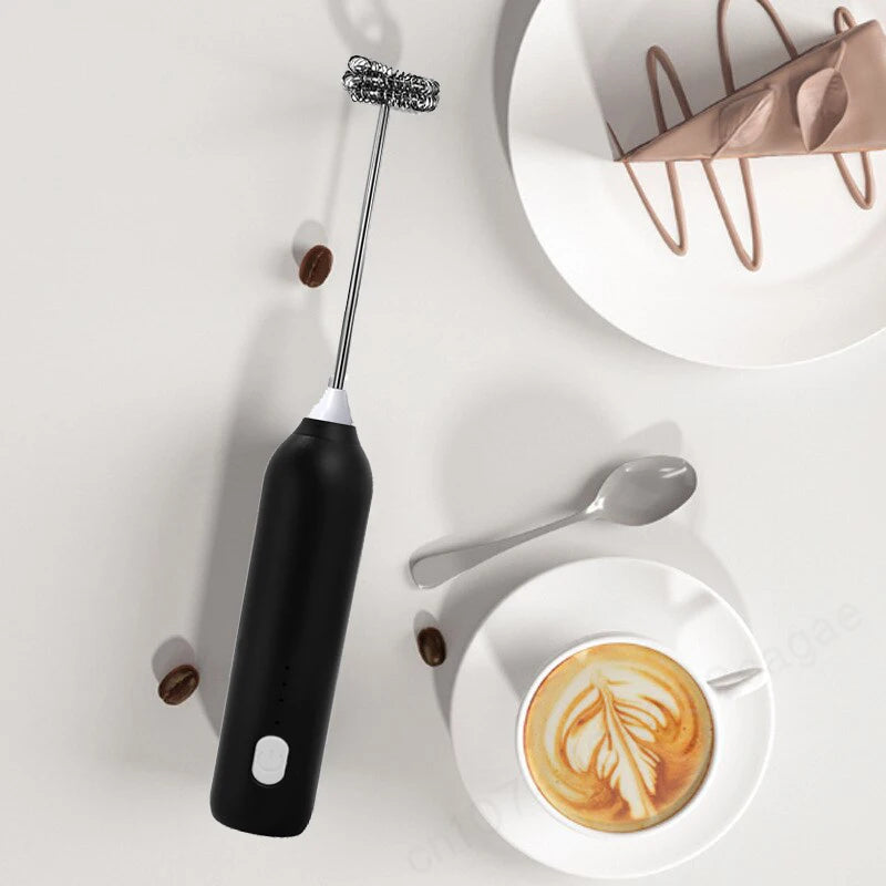 2-in-1 Electric Milk Frother & Coffee Mixer | Rechargeable Handheld Egg Beater & Foam Maker with 3 Speeds