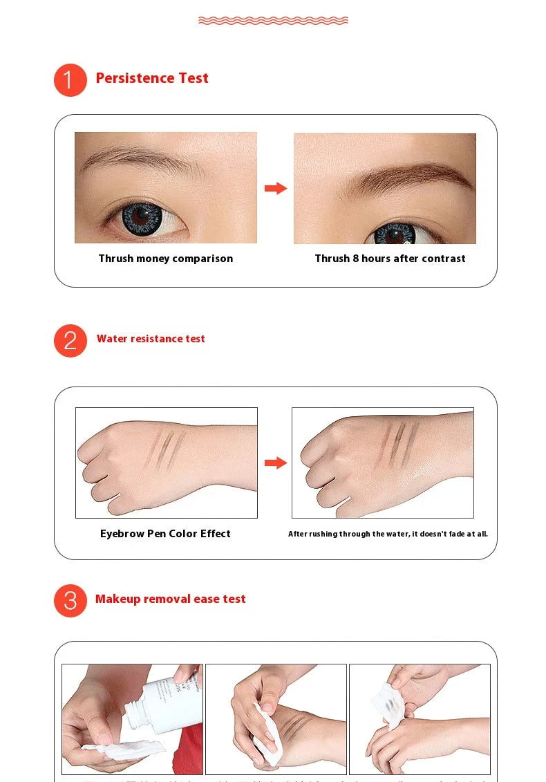 4D Waterproof Eyebrow Pen | Natural Hair-Like Strokes, Sweat-Proof & Long-Lasting Microblading Effect Makeup Pencil
