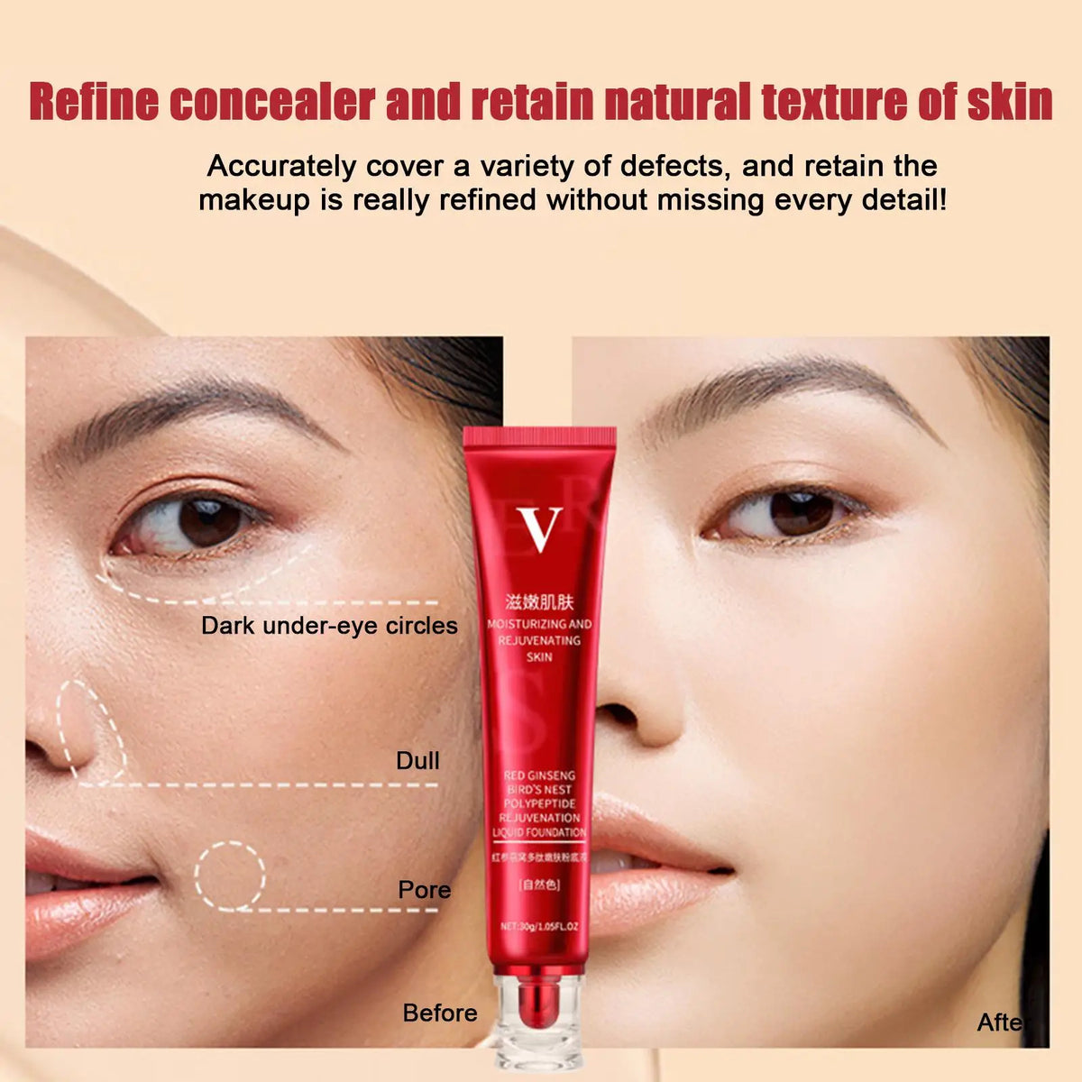 Full Coverage Liquid Foundation | Oil-Control Waterproof Makeup Base & Concealer | Long-Lasting Hydrating Foundation for a Smooth Finish