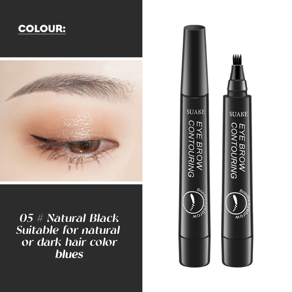 4D Waterproof Eyebrow Pen | Natural Hair-Like Strokes, Sweat-Proof & Long-Lasting Microblading Effect Makeup Pencil