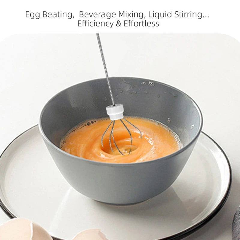 2-in-1 Electric Milk Frother & Coffee Mixer | Rechargeable Handheld Egg Beater & Foam Maker with 3 Speeds