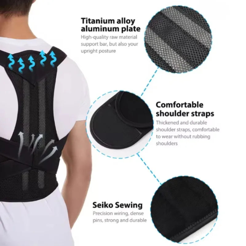 Adjustable Posture Corrector Back Brace | Shoulder & Lumbar Support Belt for Men & Women | Back Support for Daily Use