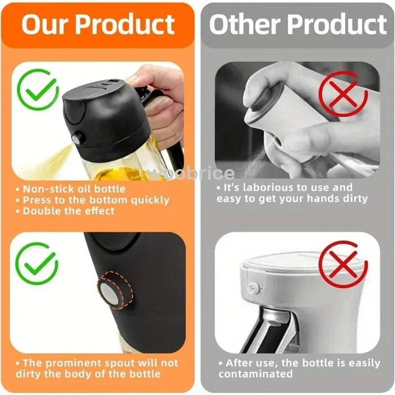 500ml Glass Oil Spray Bottle | Reusable Kitchen Oil Mister with Fine Mist Nozzle for Cooking, Baking, BBQ & Salad Dressing