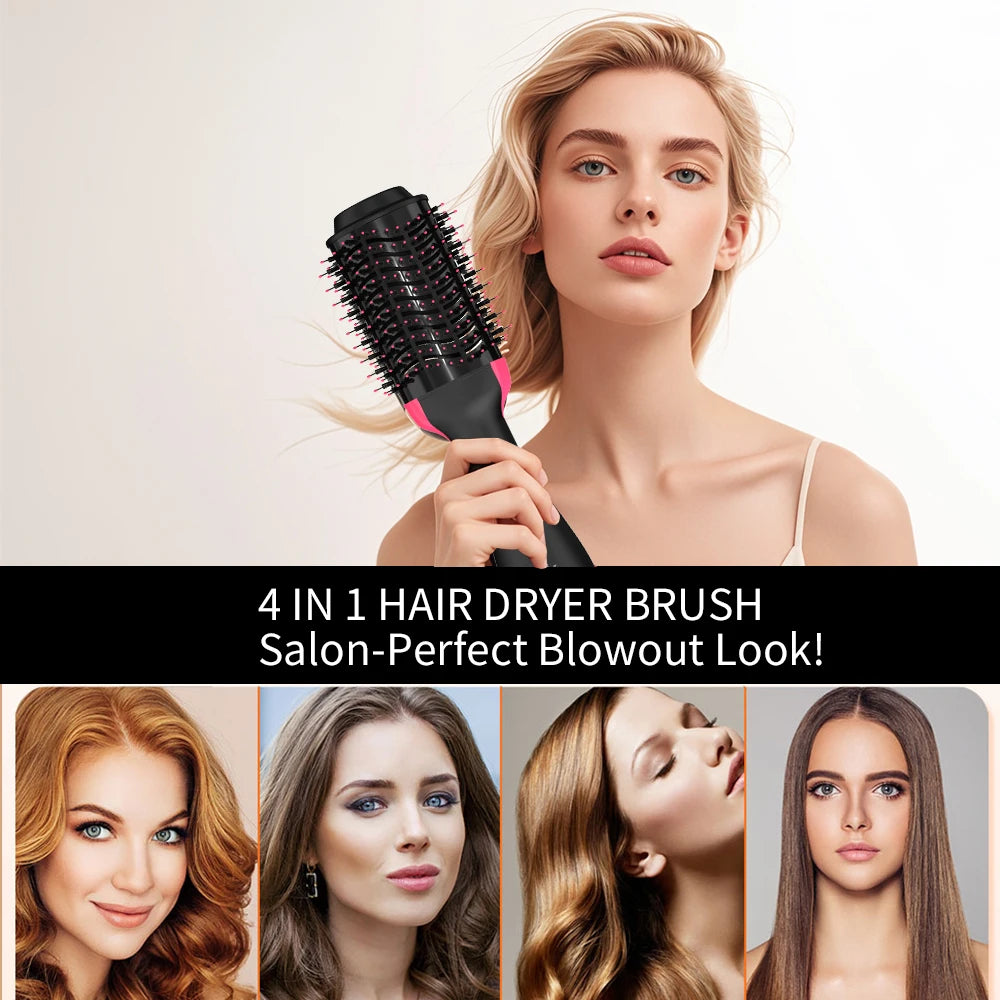 3-in-1 Hot Air Brush Hair Dryer & Styler | One-Step Volumizing Blow Dryer Brush, Hair Straightener & Curler for Women