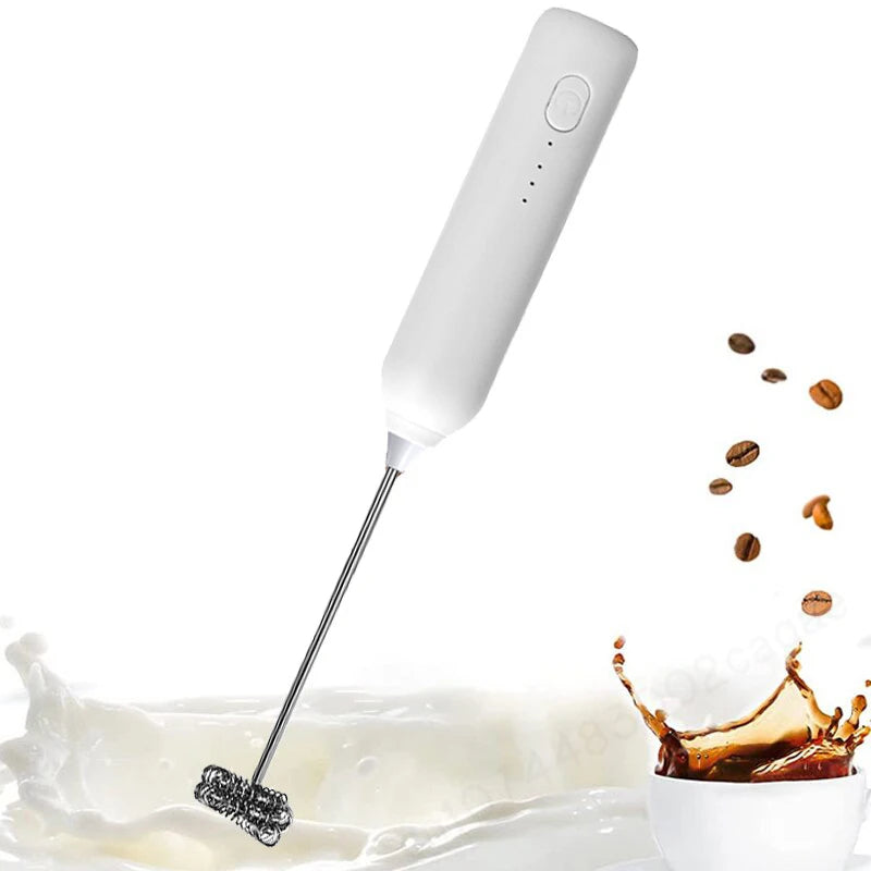 2-in-1 Electric Milk Frother & Coffee Mixer | Rechargeable Handheld Egg Beater & Foam Maker with 3 Speeds