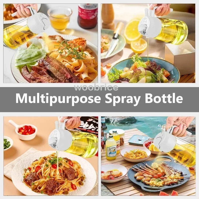 500ml Glass Oil Spray Bottle | Reusable Kitchen Oil Mister with Fine Mist Nozzle for Cooking, Baking, BBQ & Salad Dressing